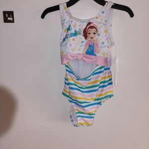 Kids Swim One Piece with Stripes and Character Design